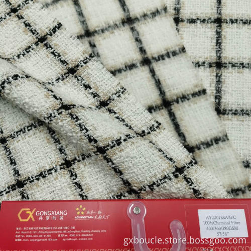 Boucle Style checked design brush fabric
